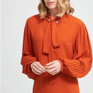 NWOT Joseph Ribkoff Topaz Tie-Neck Georgette Blouse -Sz 12